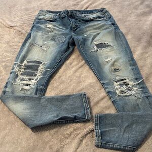 Stylish Blue Distressed Skinny Jeans